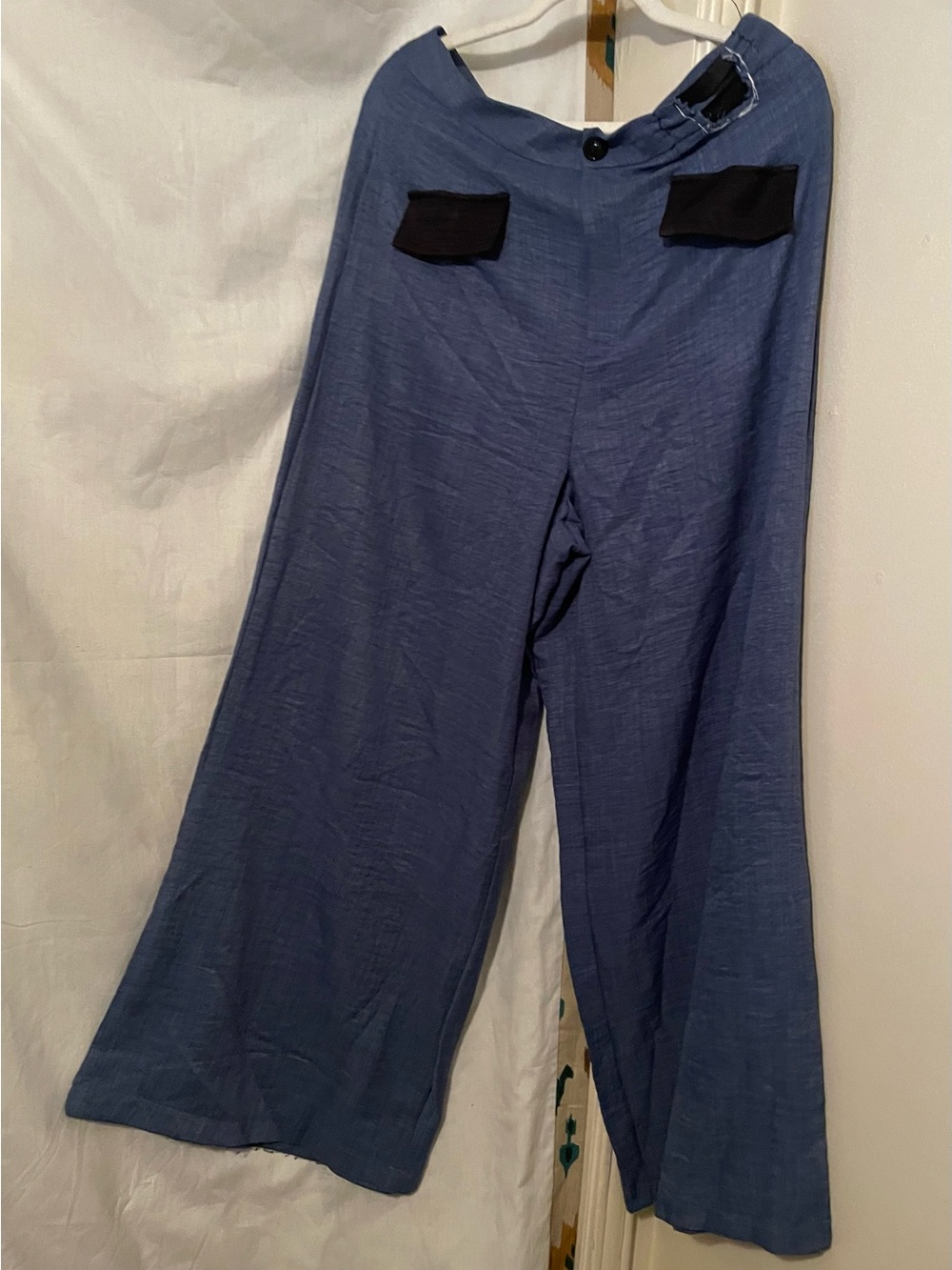 SHEIN Blue Wide Leg Jeans with Pocket Accents size XL Polyester